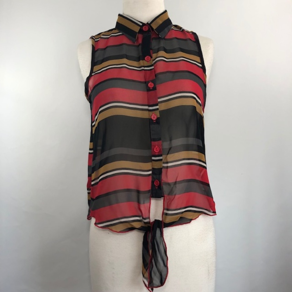 TOVIA Sheer Sleeveless Blouse X Small made in USA